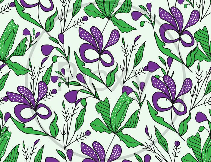 Purple and green floral pattern