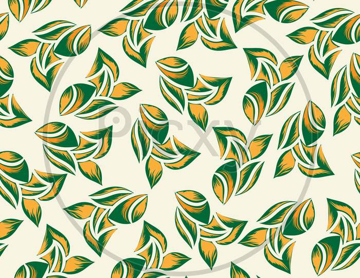 Green and yellow floral leaf pattern