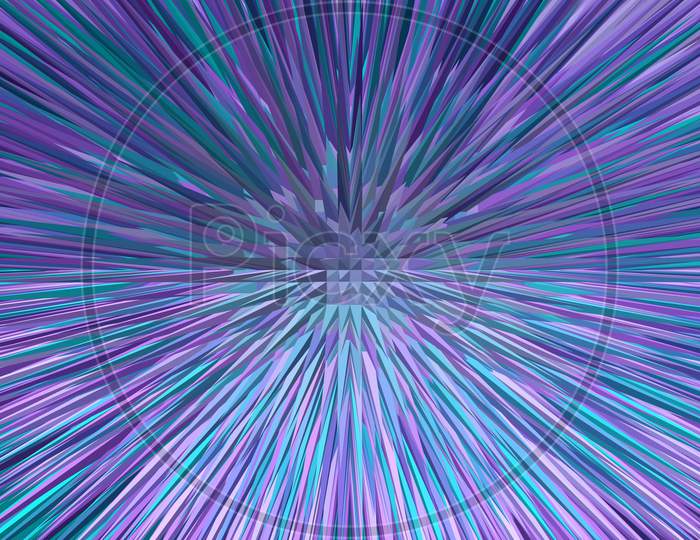 Purple, Green, Cyan And Blue Color Backdrop Design. Explosive Effect From Center