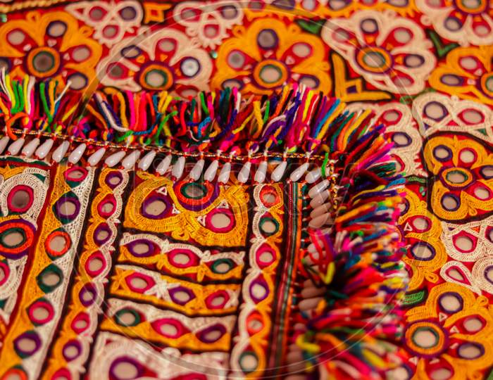 Embroidery Art Work View,Handmade Tribal Skirt With Embroidery And Mirror Work,Colorful Handmade Ahir Bharat, Kutchhi Bharat,Seamless Striped Pattern In India,