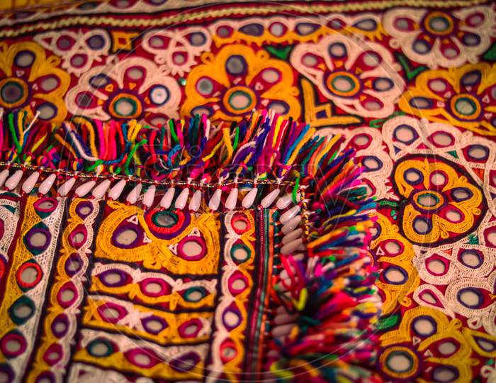 Handicraft Items Hd Footage,Embroidery Work Typical Of The Ahir Tribe In Gujarat,India,Rajeshthan India Embroidery Close Up View,Handwork Embroidery,
