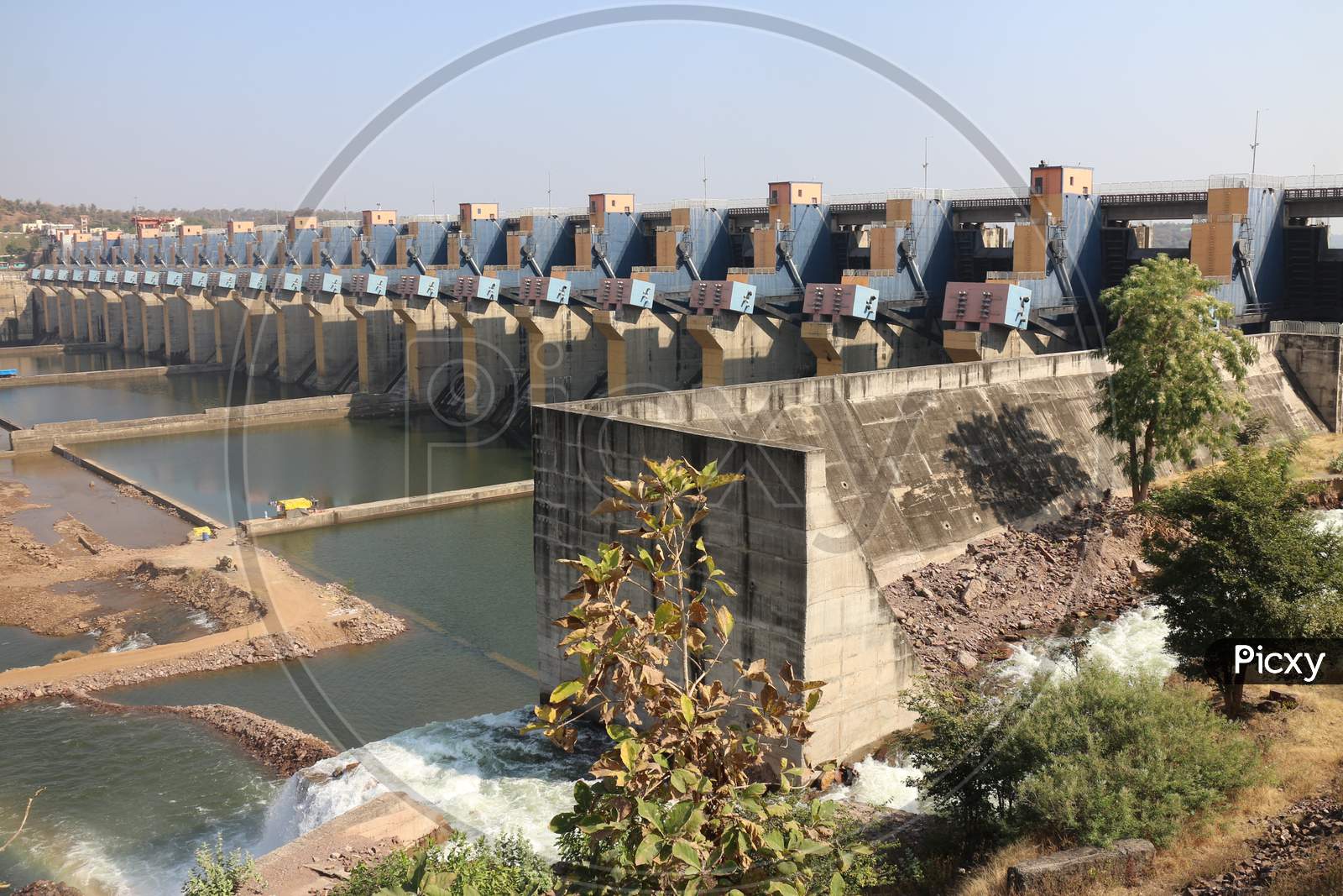 Omkareshwar Dam on the holy Narmada River in Madhya Pradesh.