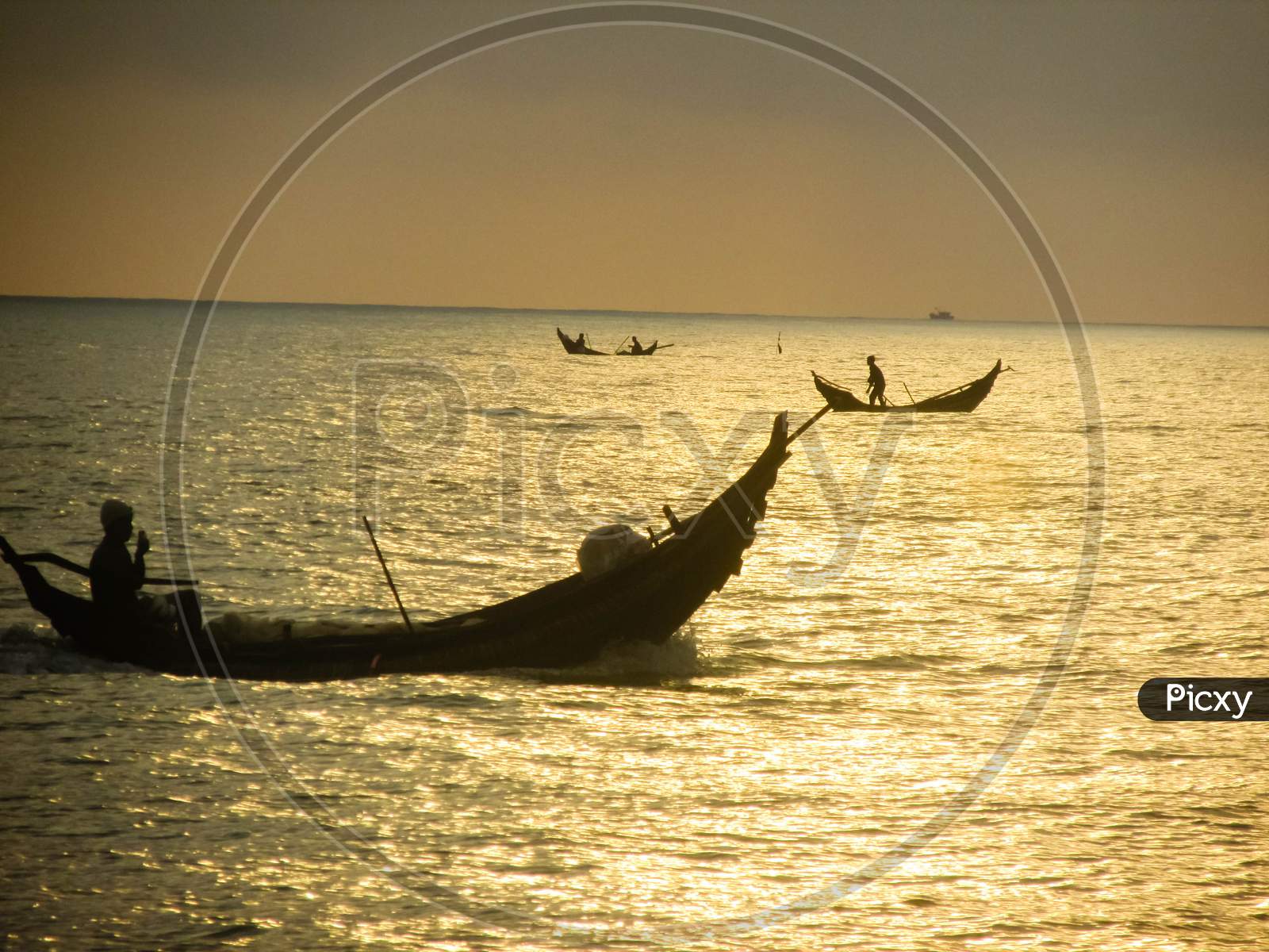 Fishing Boat At Sunset In Quang Tri, Vietnam
