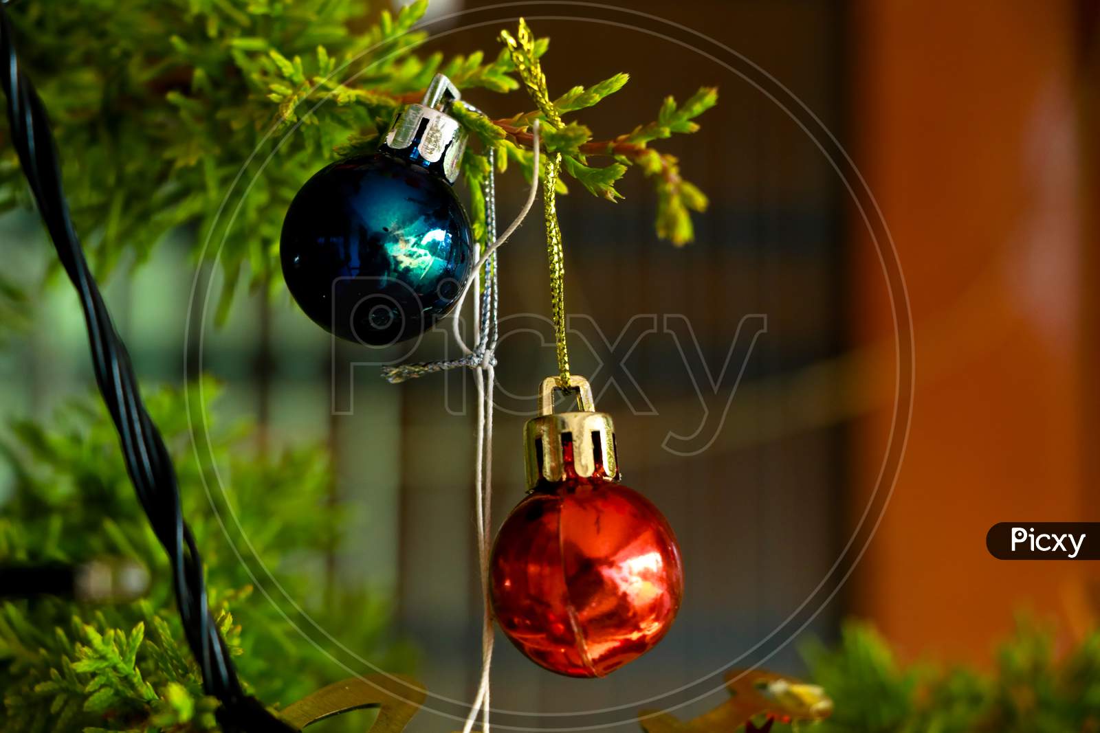 Close Up Shot Of Decoration Material For Christmas Tree