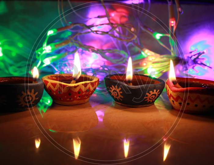 Diwali Decorations With Clay Diya