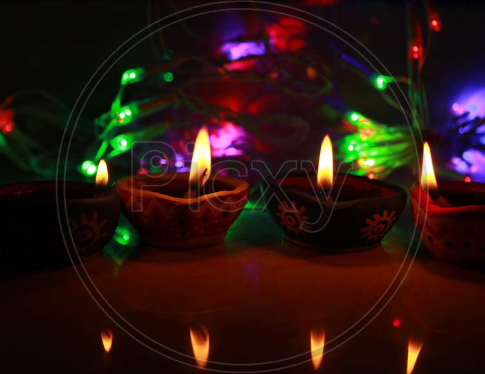Diwali Decorations With Clay Diya