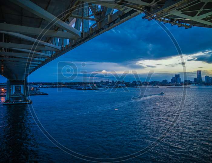 Yokohama Port Seen From Yokohama Baybridge Sky Walk
