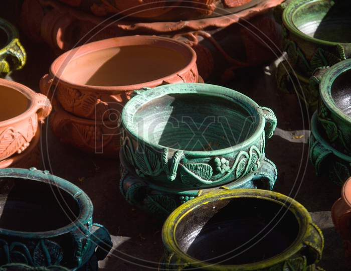 Colorful, Designer Earthen Pots