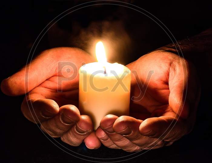 Hand candles light