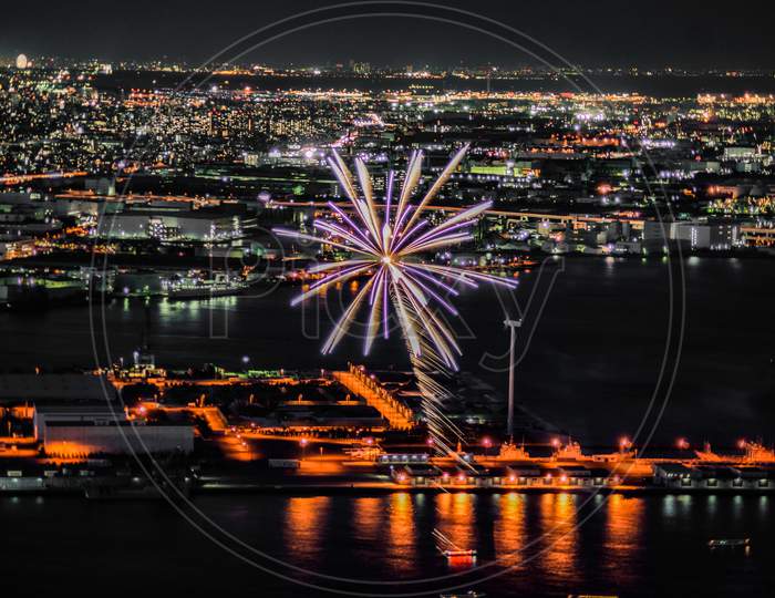 Fireworks And Yokohama Night View (Taken From The Landmark Tower)