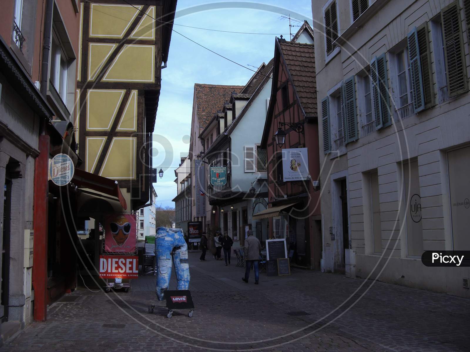 Colmar, France, March 6, 2019 Busy Street In The Old Town