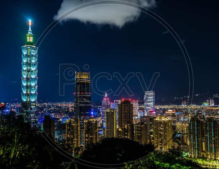 Taipei Night View Seen From The Xiangshan Taipei