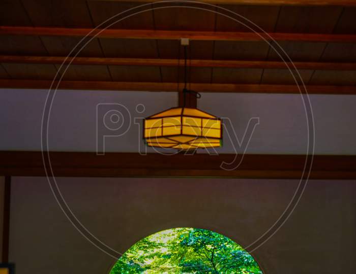 Round Window And The Fresh Green Of Meigetsuin