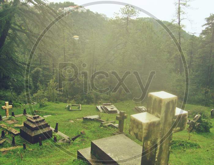 graveyard at mcleodganj himachal pradesh india