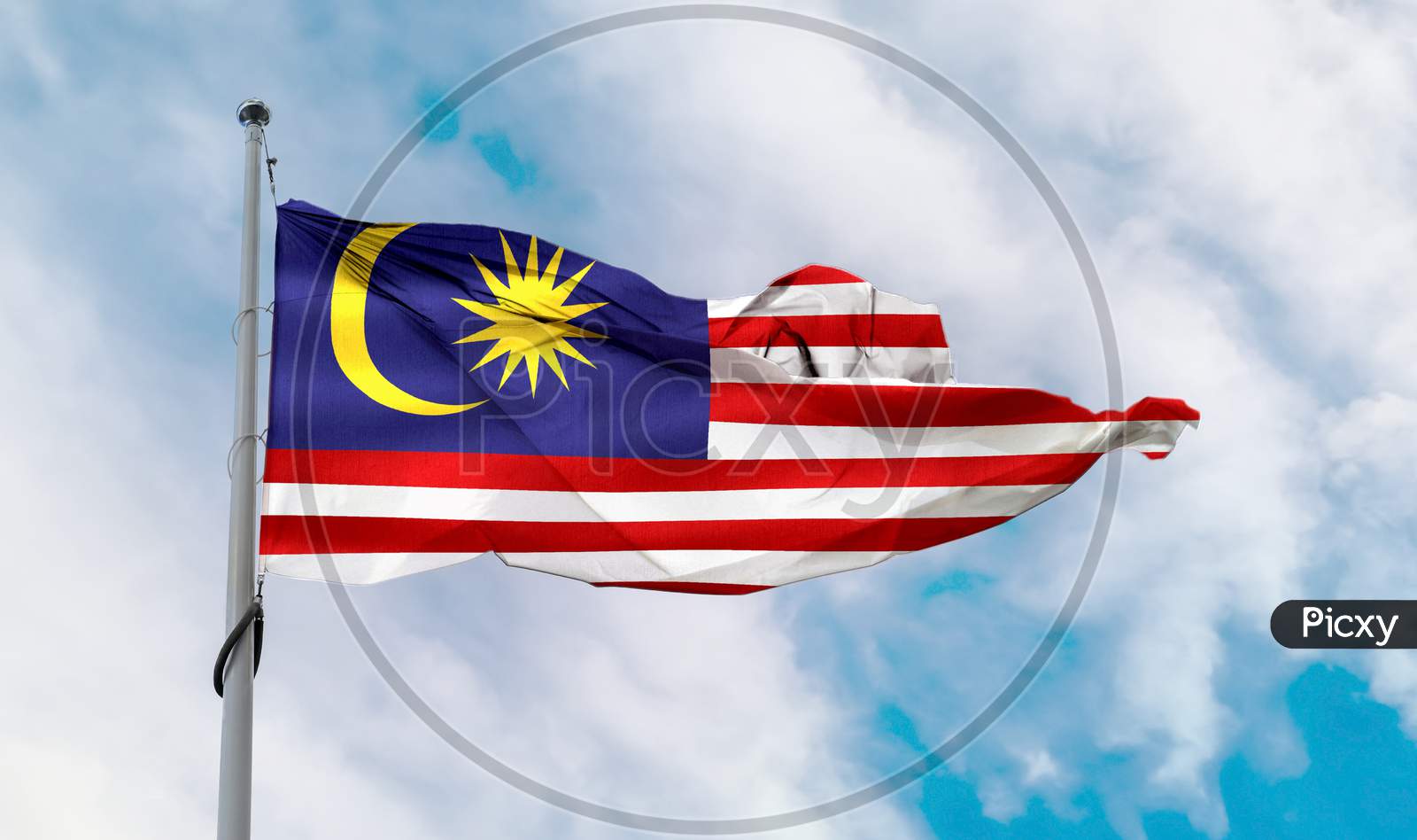Malaysia Flag - Realistic Waving Fabric Flag.