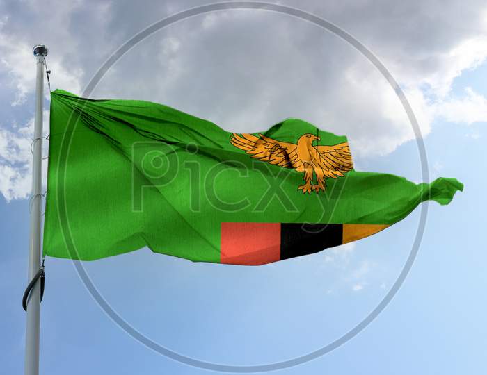 3D-Illustration Of A Zambia Flag - Realistic Waving Fabric Flag.