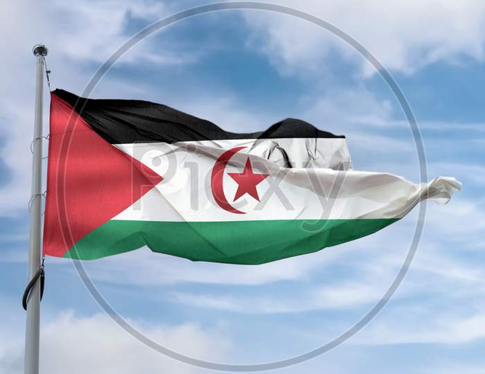 Western Sahara Flag - Realistic Waving Fabric Flag