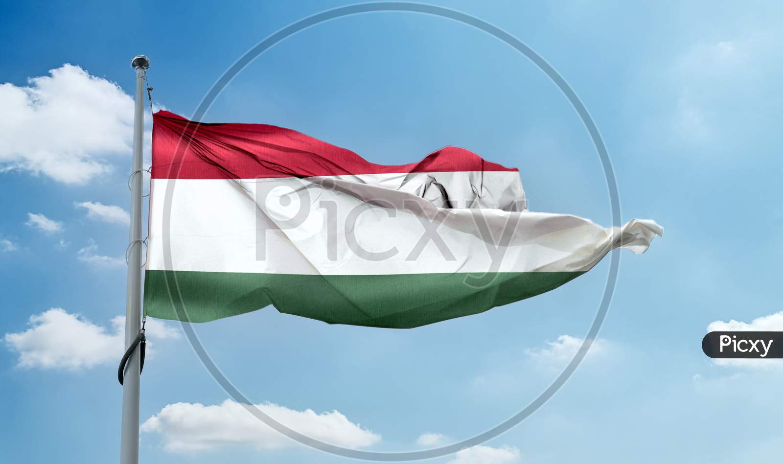 Hungary Flag - Realistic Waving Fabric Flag.
