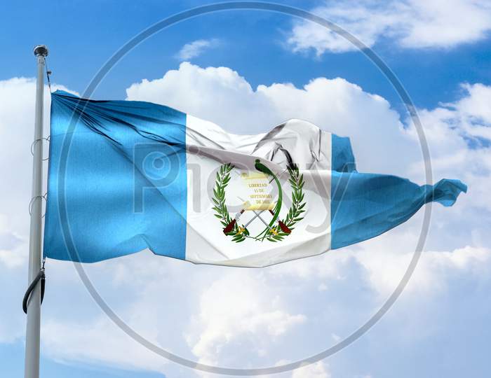 Guatemala Flag - Realistic Waving Fabric Flag