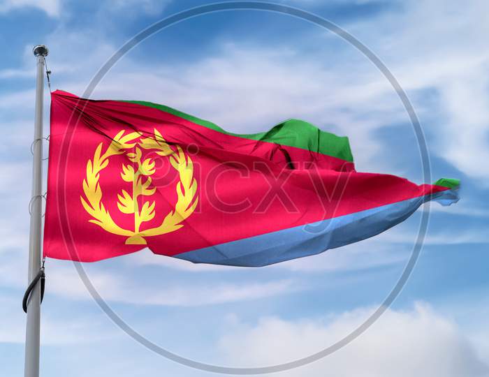 Eritrea Flag - Realistic Waving Fabric Flag.