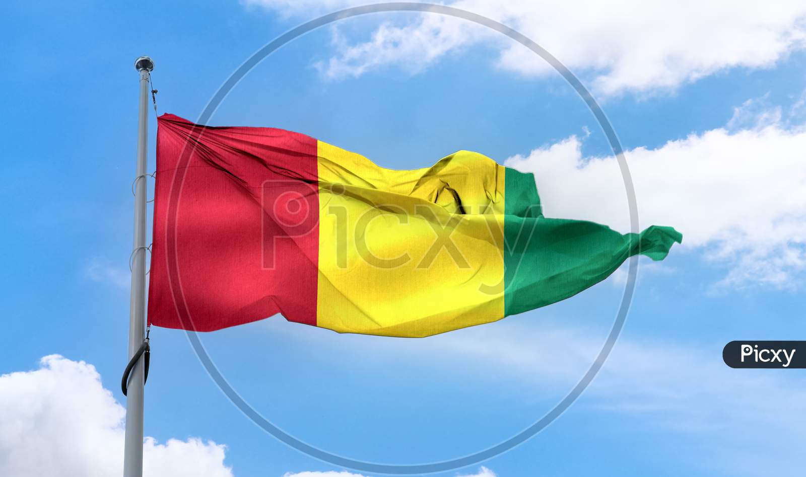 Guinea Flag - Realistic Waving Fabric Flag.