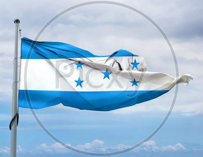 Honduras Flag - Realistic Waving Fabric Flag.^