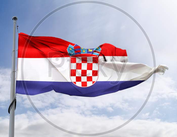 Croatia Flag - Realistic Waving Fabric Flag.