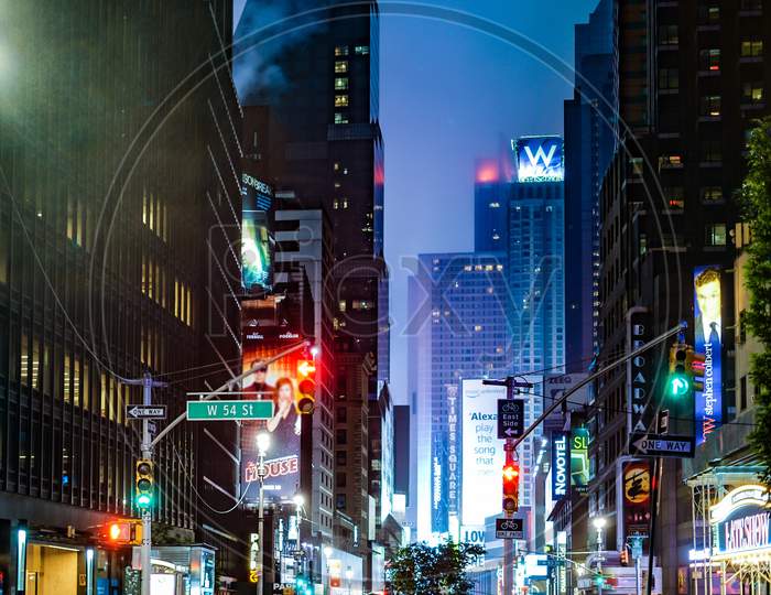 Night View Of New Yorkman Hattan