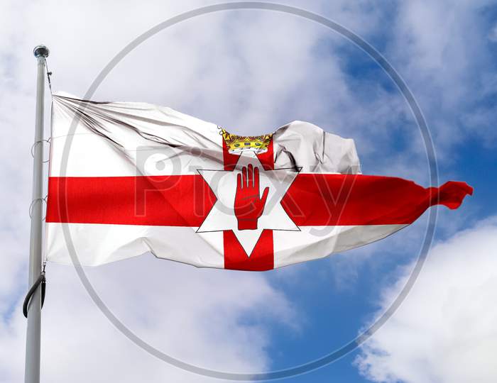 Northern Ireland Flag - Realistic Waving Fabric Flag.