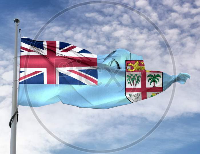 Fiji Flag - Realistic Waving Fabric Flag.