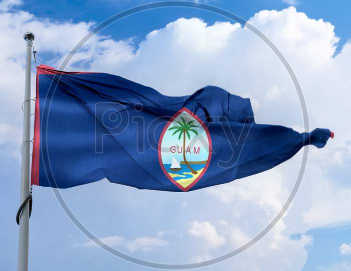 Guam Flag - Realistic Waving Fabric Flag.
