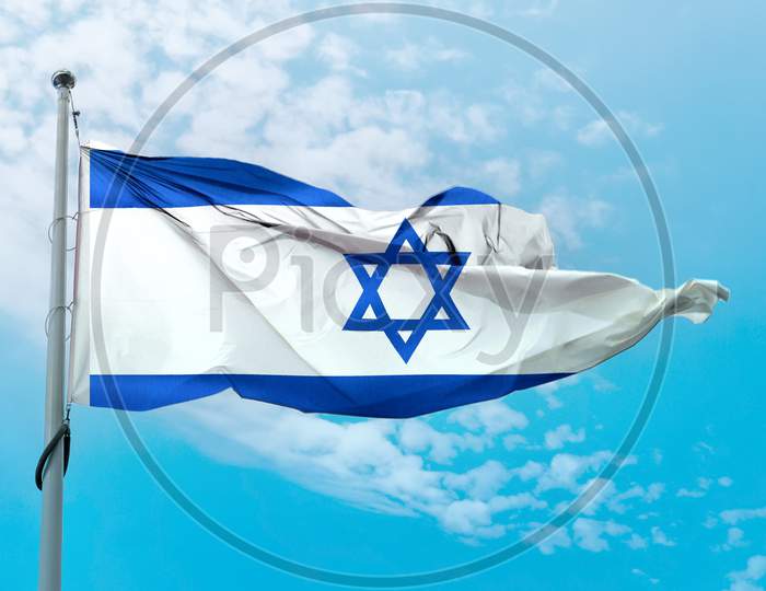 Israel Flag - Realistic Waving Fabric Flag.