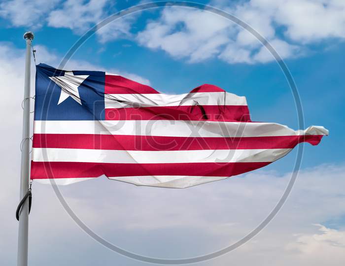 Liberia Flag - Realistic Waving Fabric Flag