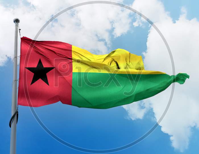 Guinea-Bissau Flag - Realistic Waving Fabric Flag.
