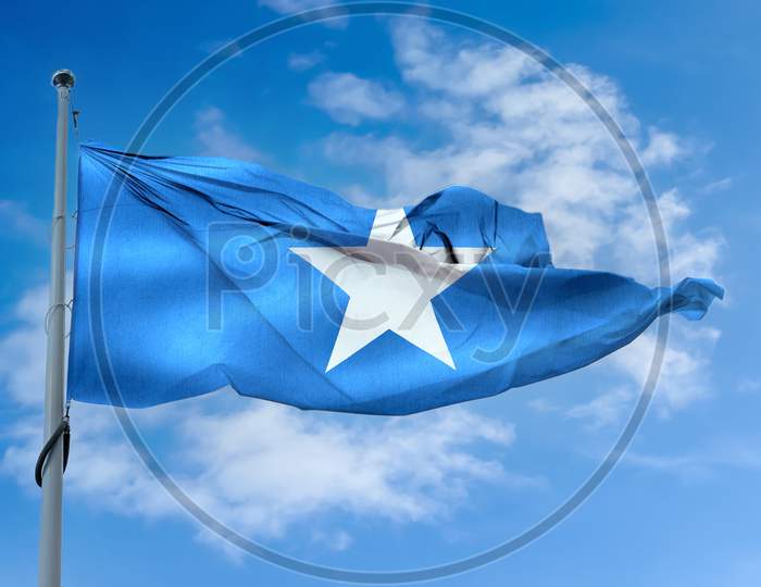 3D-Illustration Of A Somalia Flag - Realistic Waving Fabric Flag.