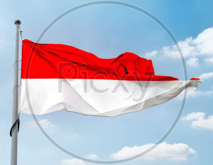 Indonesia Flag - Realistic Waving Fabric Flag.