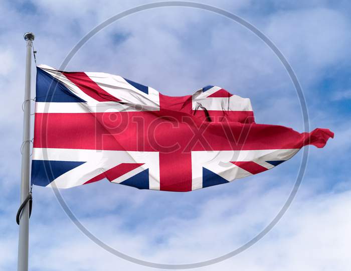 United Kingdom Flag - Realistic Waving Fabric Flag.