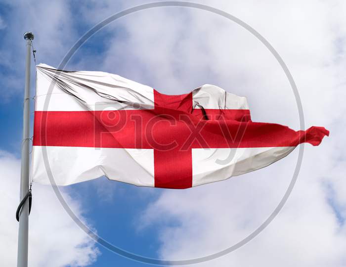 England Flag - Realistic Waving Fabric Flag.