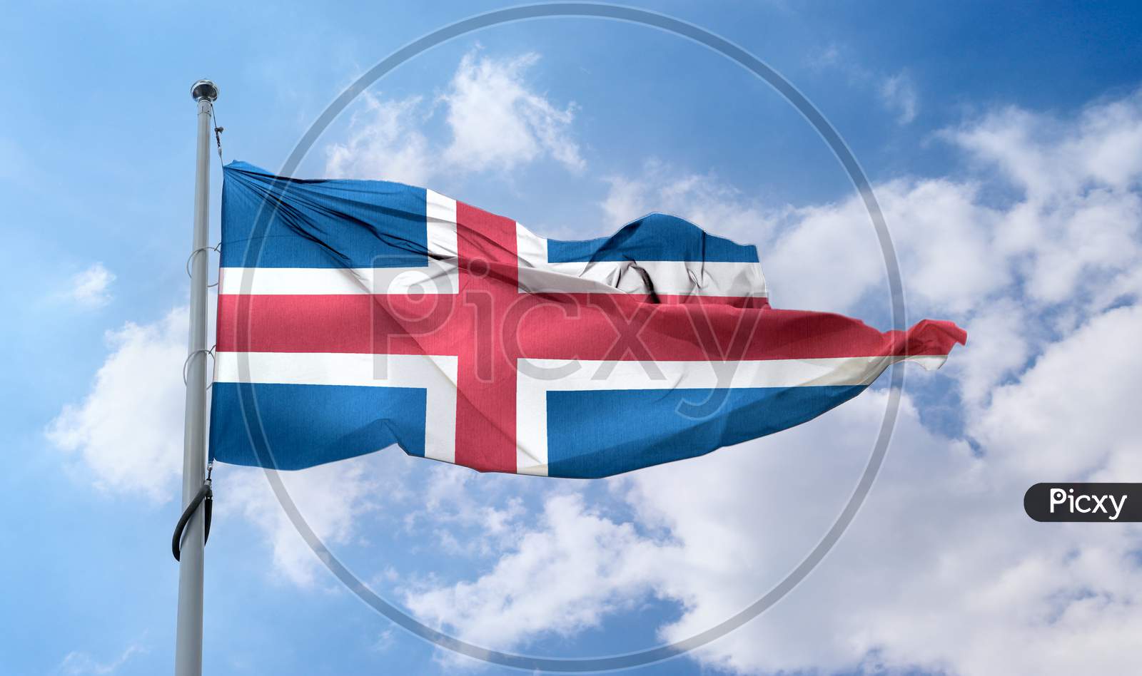 Iceland Flag - Realistic Waving Fabric Flag