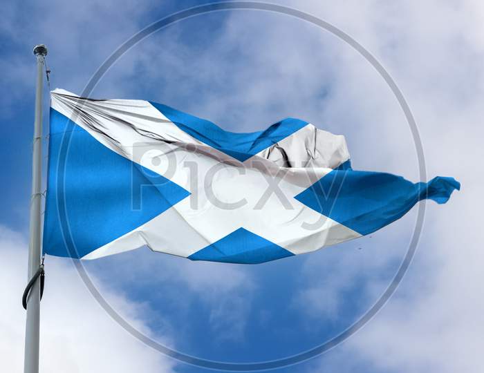 Scotland Flag - Realistic Waving Fabric Flag.