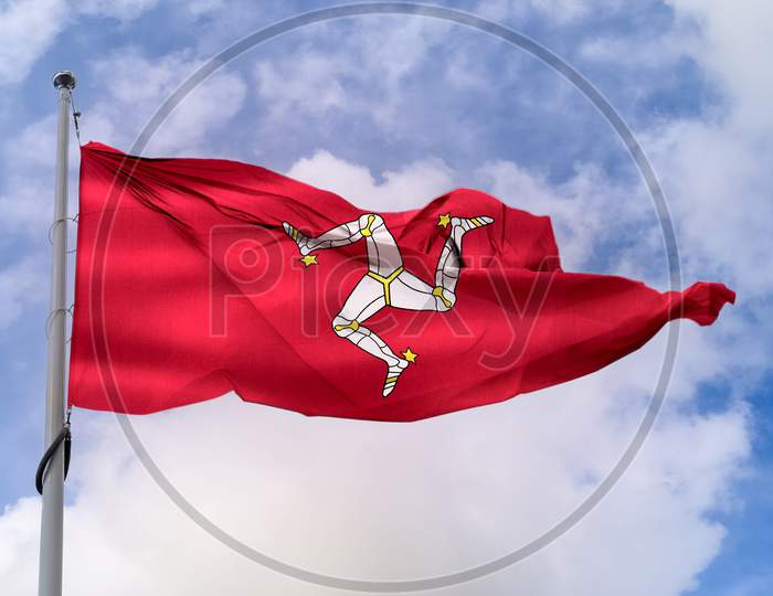 Isle Of Man Flag - Realistic Waving Fabric Flag