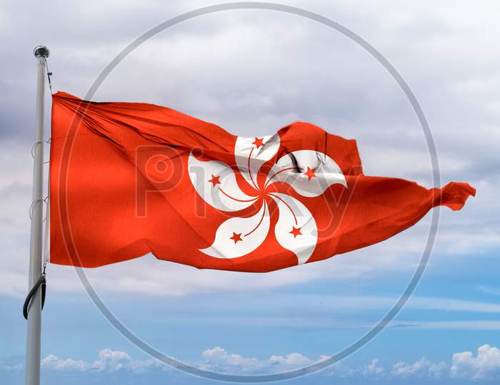 Hong Kong Flag - Realistic Waving Fabric Flag.