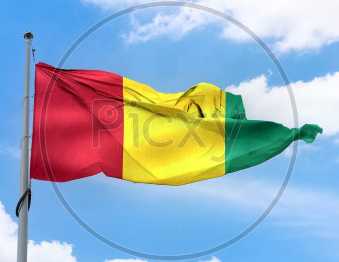 Guinea Flag - Realistic Waving Fabric Flag.