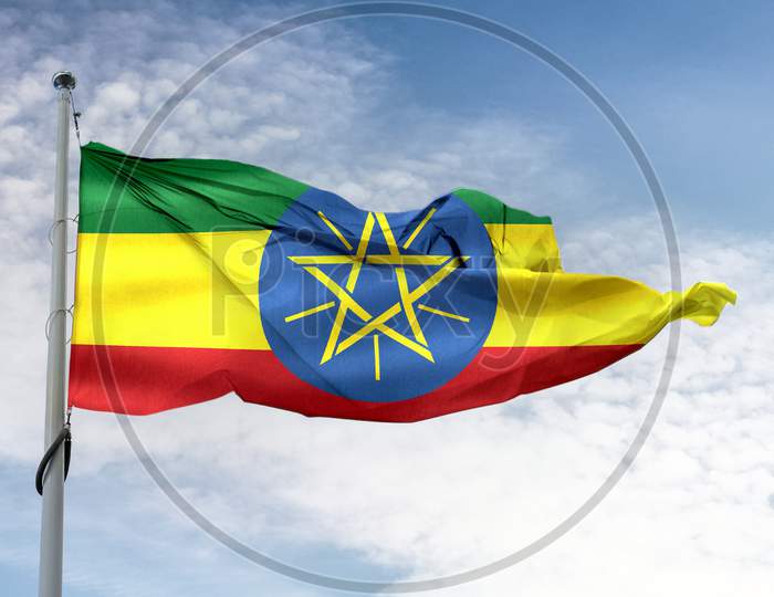 Ethiopia Flag - Realistic Waving Fabric Flag