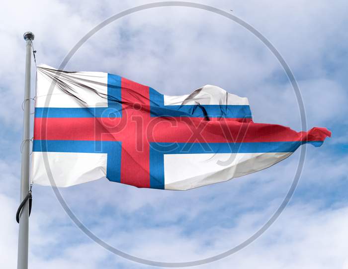 Faroe Islands Flag - Realistic Waving Fabric Flag
