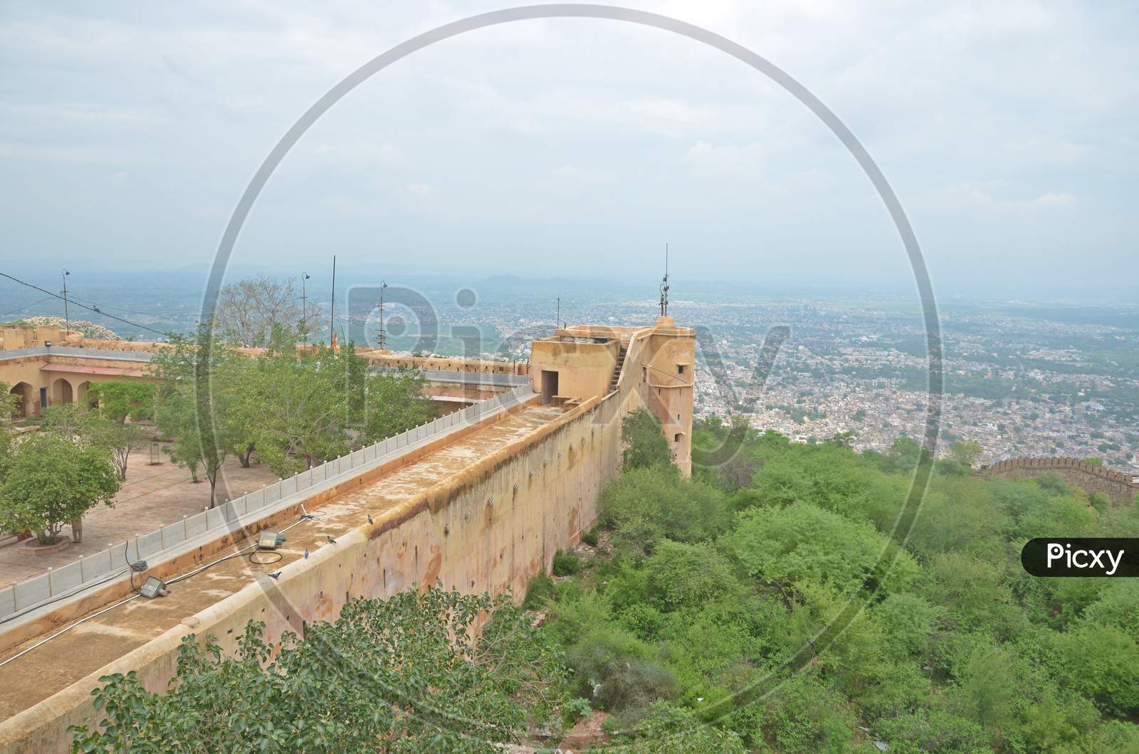 boundary wall of bala fort, rajasthan, alwar,  india