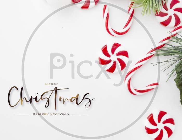 Beautiful Composition With Christmas Ornaments On A White Background