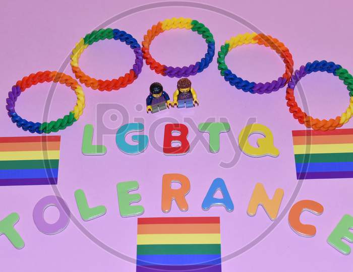 Vaduz, Liechtenstein, October 17, 2021 Lgbtq And Tolerance With Rainbow Stuff