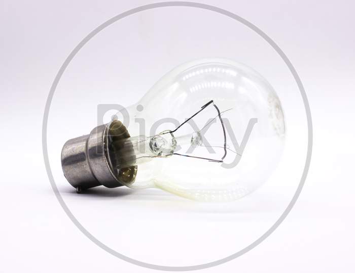 Light Bulb On White Background With Selective Focus