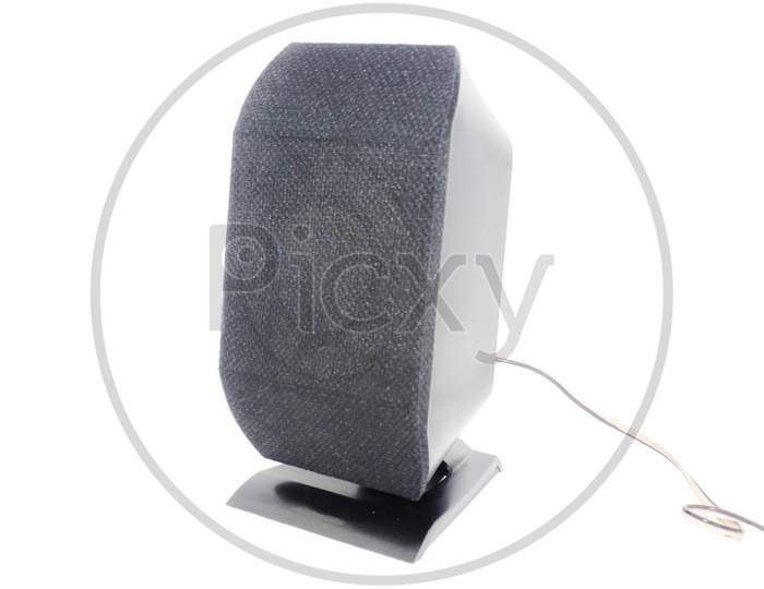 Electric Speaker On White Background With Selective Focus